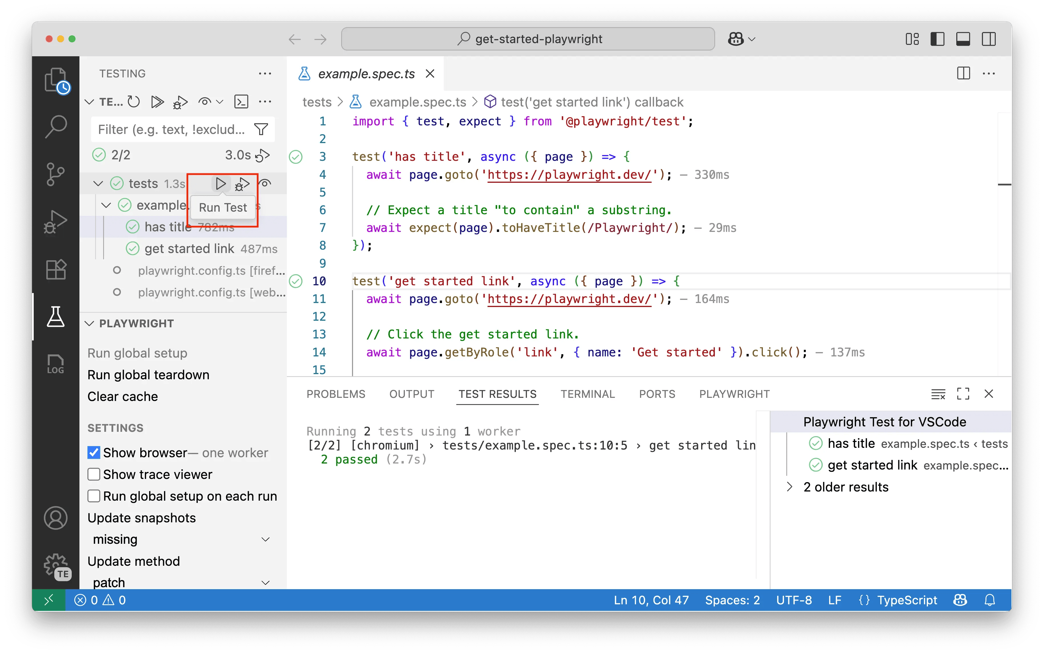 запустить все тесты