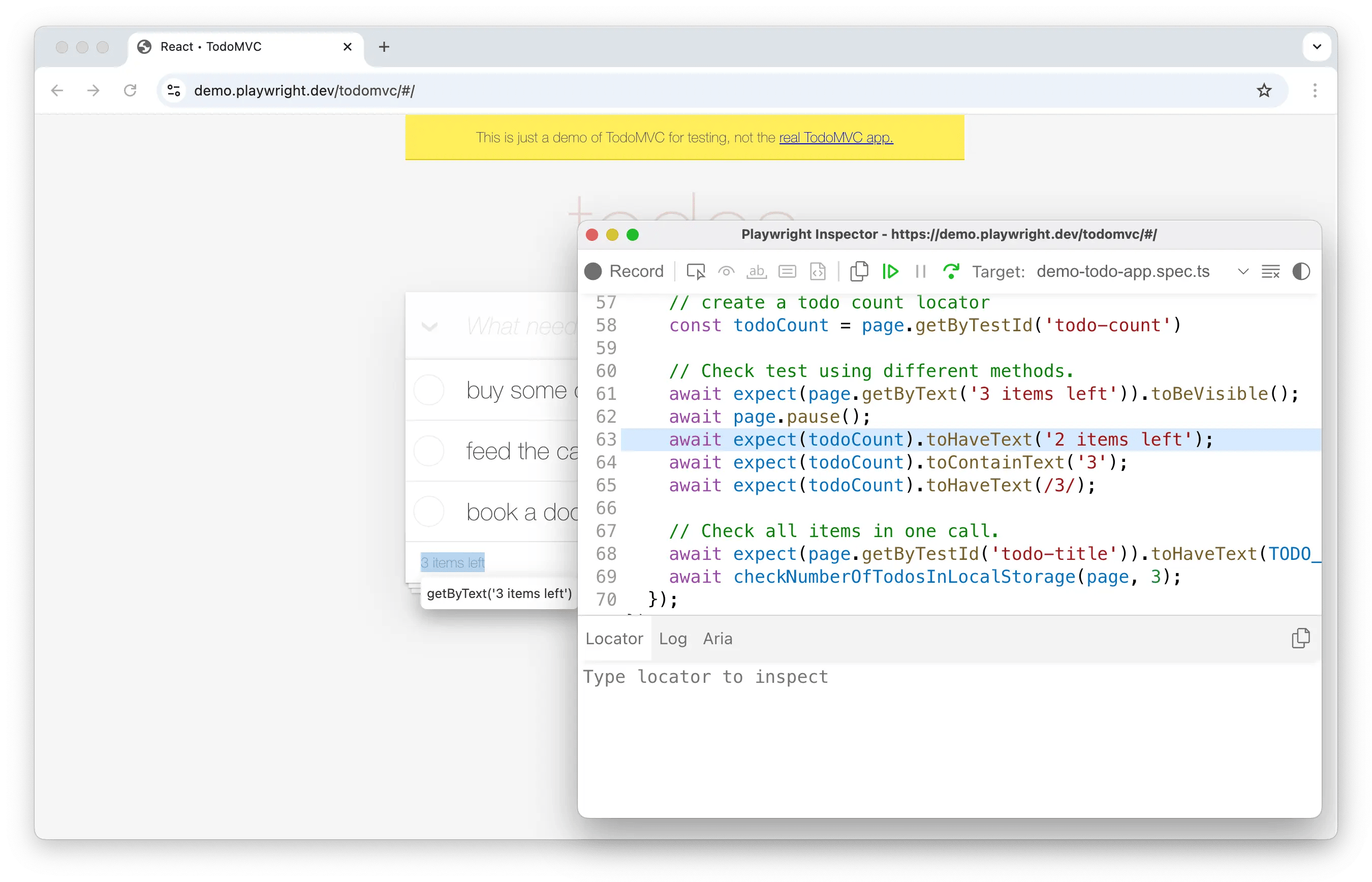 Отладка тестов с помощью Playwright Inspector