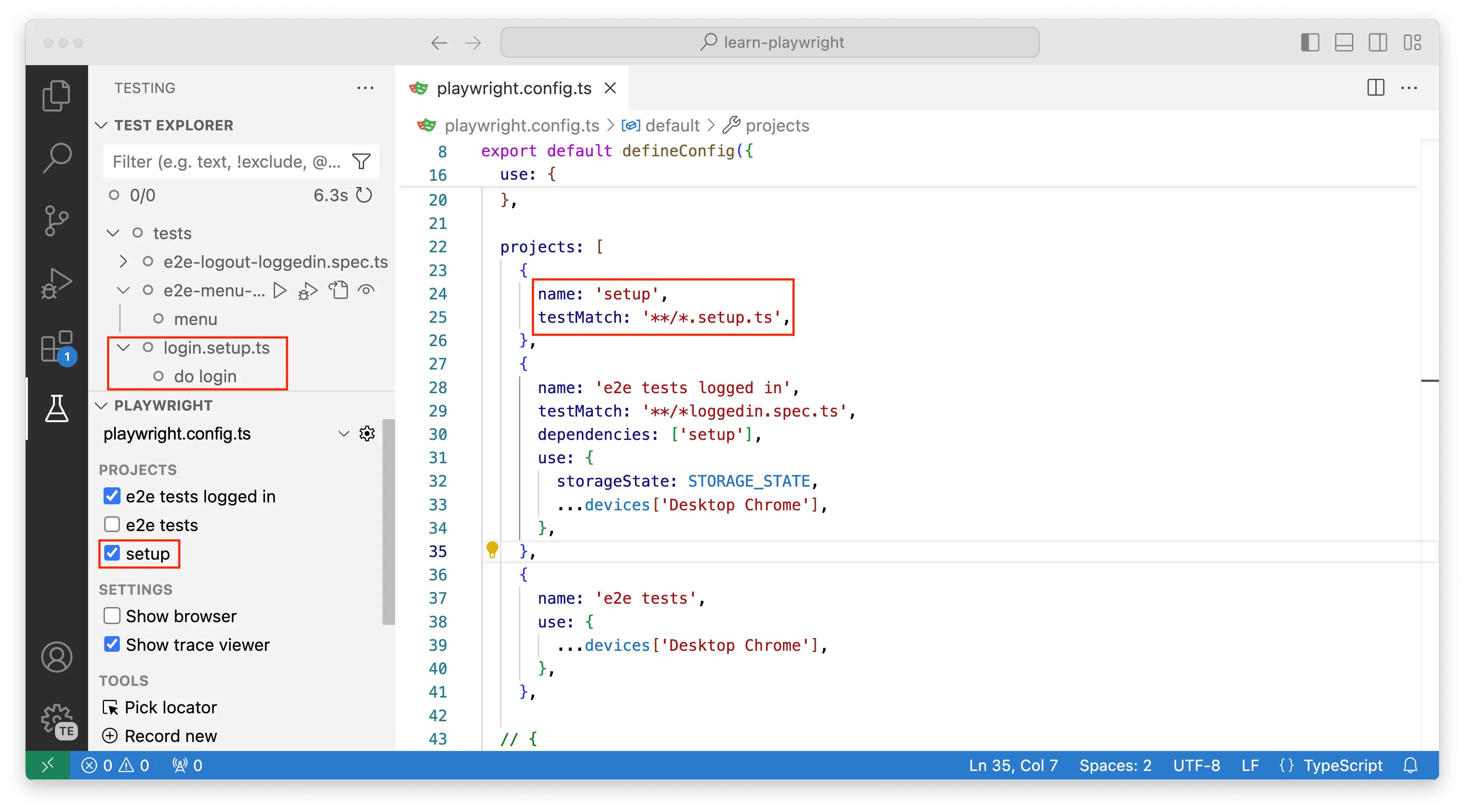настройка тестов в VS Code
