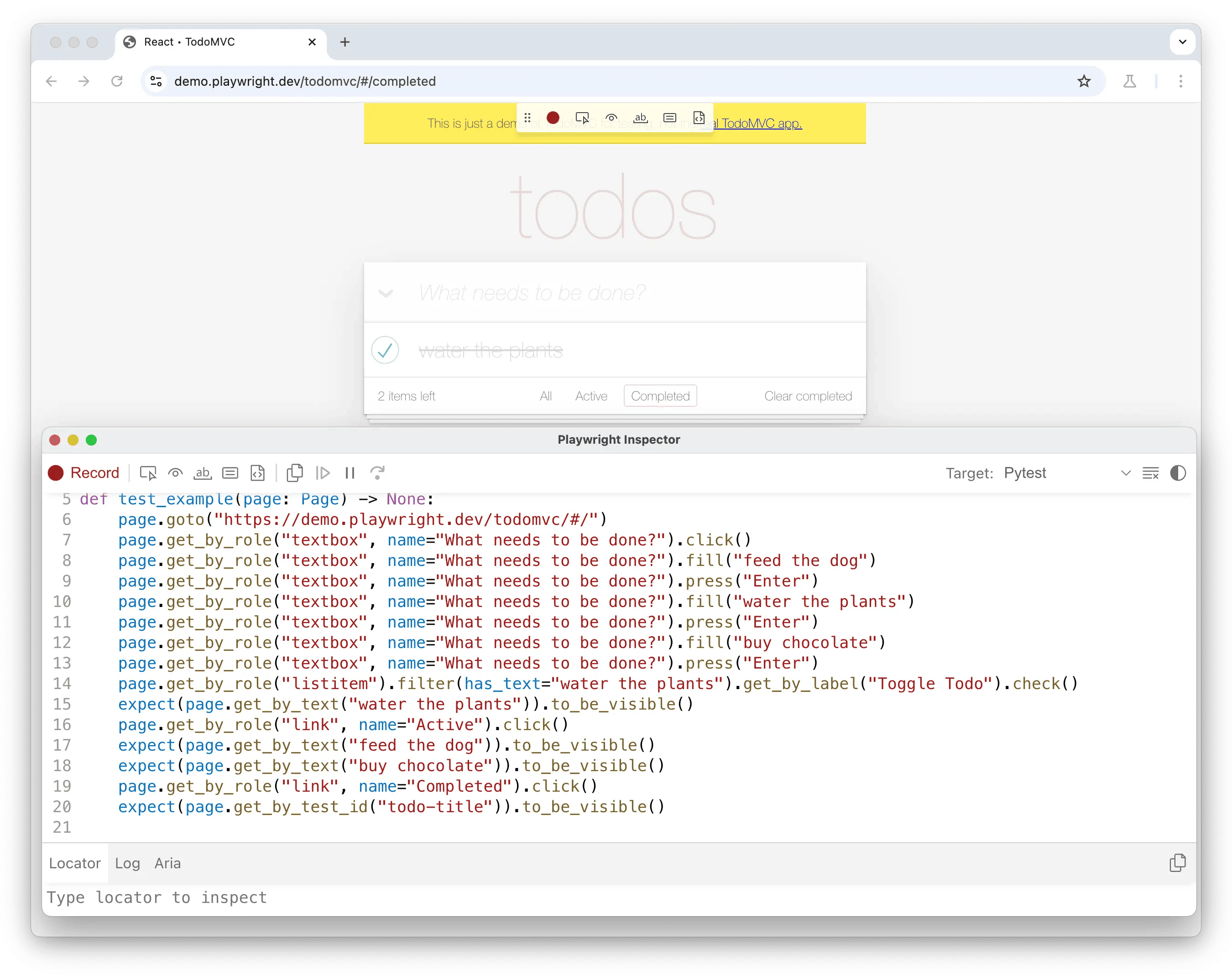 запись теста